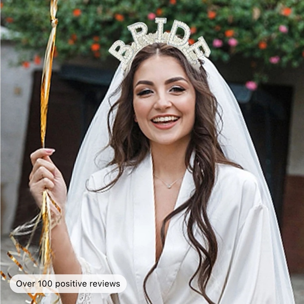 Bride Headband with Veil - Picture 2 of 6